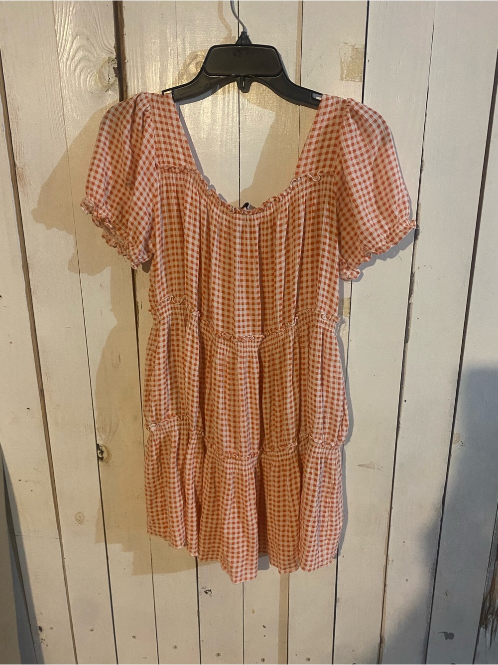 Princess Polly Peach Gingham Puff-Sleeve Tunic